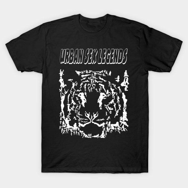 Urban Sex Legends-Tiger Face-(Black Tee) T-Shirt by The Taoist Chainsaw